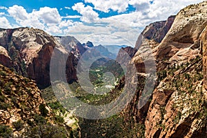 View of Zion National Park from top of AngelÃ¢â¬â¢s Landing, Utah, USA photo